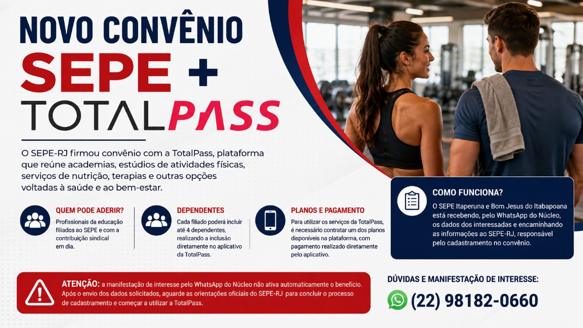 SEPE firma convênio com a TotalPass para filiados de Itaperuna e Bom Jesus do Itabapoana